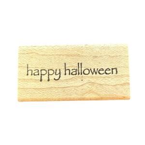 Impress Happy Halloween Small Text Rubber Stamp